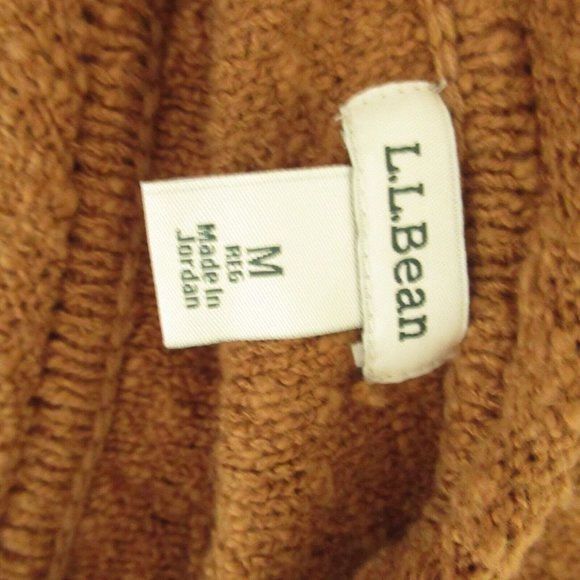 LL Bean Sweater M Medium Mustard Brown Pullover Long Sleeve - Picture 6 of 7